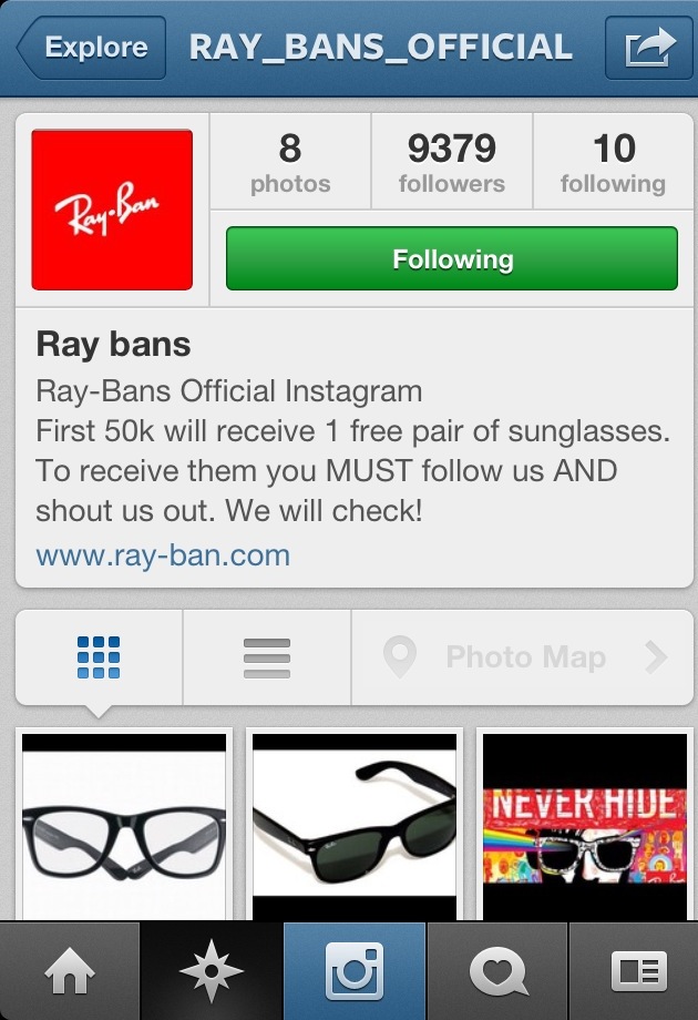instagram RayBan