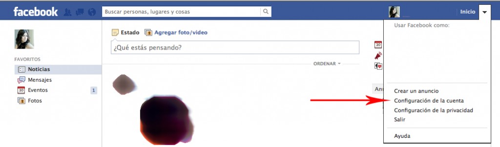 configuracion de la cuenta en facebook